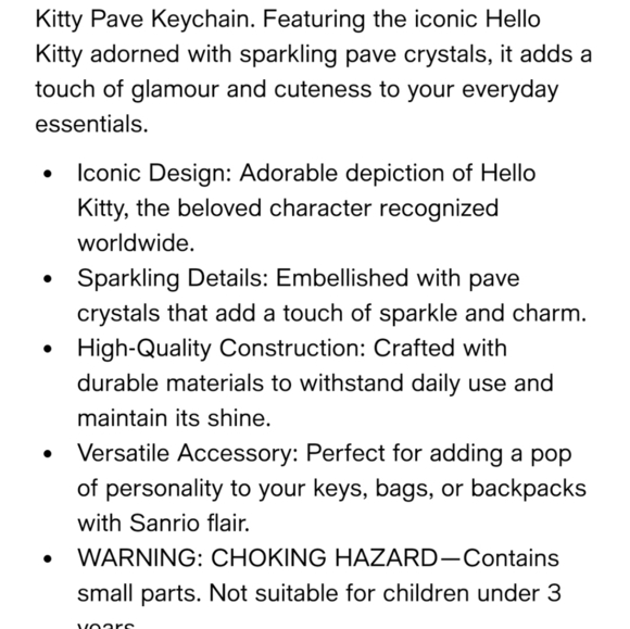 💚🔹️Hello Kitty 🔹️by Sanrio Keychain - Crystal-Studded Charm for Bag - Picture 8 of 9